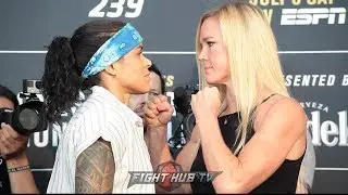 AMANDA NUNES AND HOLLY HOLM FACE OFF AT UFC 239 MEDIA DAY