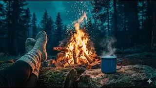 100% REAL Campfire Sounds & Soft Crackling Fireplace | Night Bonfire ASMR Relaxation