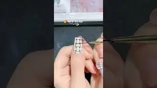 💅 Nail Art with clean black & white grid lines, so neat and satisfying! #nailart #shorts #design