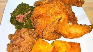 Fried Cornish Game #Hen w/ Greens and Pintos | Tanny Cooks