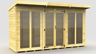 Pressure Treated Pent Summerhouse Full Height Windows 128