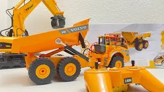 Construction vehicles toys unboxing, RC volvo dump truck