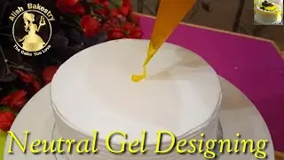 Neutral Gel Cake Decoration / pipping gel cake design / Yellow gel cake