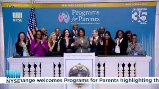 Dr. Beverly Lynn, Chief Executive Officer of Programs for Parents rings the NYSE Opening Bell