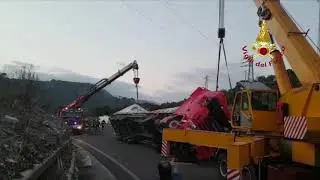Incidente sulla Ss 280. Camion ribaltato