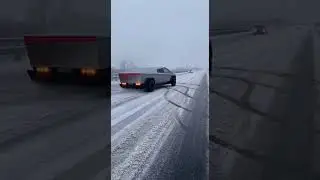 Cybertruck Out of Control on Snowy Bridge &ndash; Police Radio 'Vehicle Stuck' 😱 Black Ice Fail 2026!