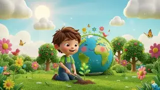 🌱 पेड़ लगाओ &ndash; बच्चों के लिए 3D कार्टून कविता | Save Trees Kids Poem 🌎