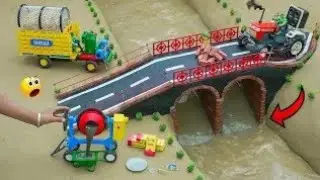 DIY Mini Tractor Builds a Strong Bridge: Brick & Metal Engineering Marvel@sanocreator