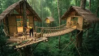 A Girl Builds a Bamboo Tree House in 15+ Days | Off Grid Construction