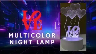 3D Creative LED Night Lamp | Acrylic Table Lamp | Side Table Lamp for Bedroom Office | Love Baloon