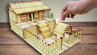 Making a Match House Fire at Home - Match Stick Art - MatchStick House