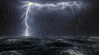 Powerful Ocean Rainstorm and Thunder Sounds for Deep Sleep | Dimmed Screen Sleep Sounds