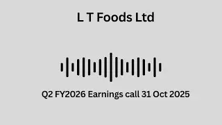L T Foods Ltd Q2 FY 2026 Earnings Conference Call