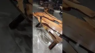 Clear Epoxy Walnut Table with straight finish ✨ #woodworking #homedecor #resinart