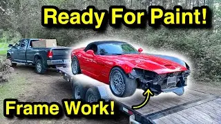 Repairing The FRAME On Our WRECKED Dodge Viper From Copart Auto Auction! (Part 3)