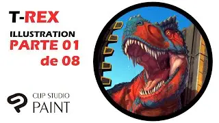 T-Rex Breakout &ndash; Digital Illustration Process 🦖| Parte 01 de 08