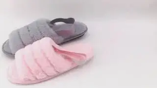 Women's Fluffy Fuzzy Slides Slipper Sandals Open-toe With Back Elastic