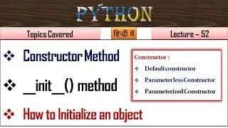 Constructor in Python | Lecture 52 | init function in python