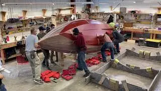 Flipping the Town Class Hull, Wooden Boat Building 2021