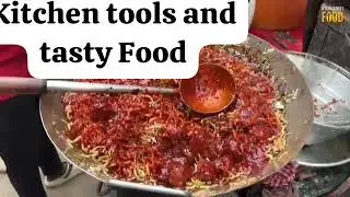 Kitchen tools and tasty food ;Streete Food Fried Manchurian Noodle