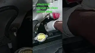 Using an electrical cleaner to quickly an easily clean  oil pressure switch sensor plugs.