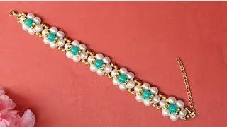 Ghar Par Banaye Beautiful Pearl Flower Bracelet 😍 | Easy DIY Jewellery | Handmade | trending #new 