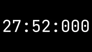 Countdown timer 27 minutes, 52 seconds [27:52:000] - White on black with milliseconds