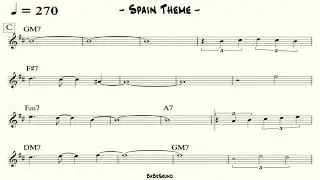 Spain Backing Track For Bass / Theme & Solo Change (x10 Chorus)