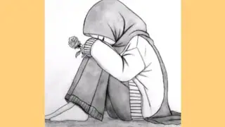 How to draw a sad Girl/Beautiful pencil drawing for beginners/Sitting girl drawing