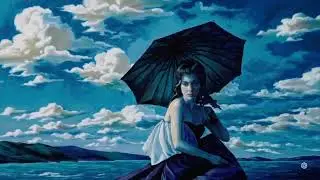 Dancing Through Time and Art - A Blue Journey Under Rainbow Rain - Made by Sora Open AI