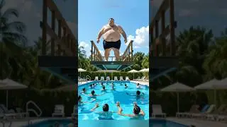 Big Man, Bigger Splash! 💦😂#BigSplash #EpicJump #FunnyPool #PoolSplash #SummerFun #ViralVideo #funny