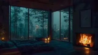 Cozy Forest Bedroom with Fireplace & Rain Sounds | Deep Sleep & Relaxation Ambience