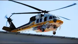 L.A. County Firehawk Departing Henry Mayo Hospital After Transporting Fallen Deputy Sheriff - N15LA