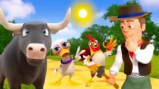 El Pollito p&iacute;o 3d | El toro se congela jugando en el juegodel Toro y el Tractor 3D🎶