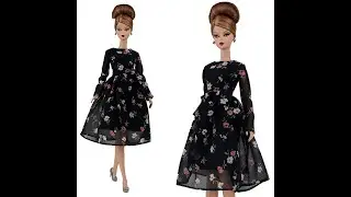 ELENPRIV Black coctail dress outfit for 1/6 fashion doll /Черное платье одежда для куклы 29 см