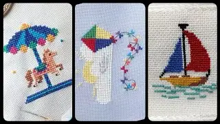 Beautiful cross stitch design for kids bedsheet,rumal ,pillow cover