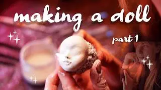 Crafting my very first art doll 🎀 Sculpting a face 🌝 Cosy art channel 🍄