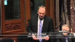 Andrew Weaver introducing Guy Dauncey to the House