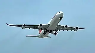 Smoky Swiss Airbus A340 (HB-JMC) Departure from KORD / ORD