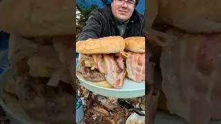 Burger under the Snow in Easy Shelter #shelter #bushcraft #cooking #burger #outdoors #outdoorskills