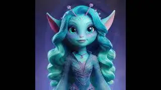 6 year old alien girl with blue skin and turquoise @Disney