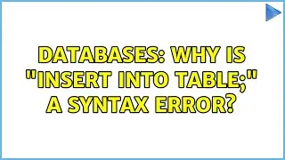 Databases: Why is 