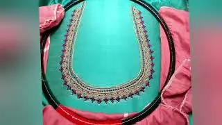 Simple embroidery thread work design / blouse neck and sleeves/ ಮಷೀನ್ ಎಂಬ್ರೋಯ್ಡರಿ 