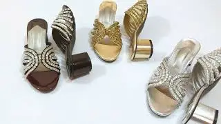 Spunkz Stone Embellished Hand-Embroidered Block Heel Sandals