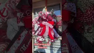 #doordecor #christmas #xmasdecor #doorwreath #redwhitewreath