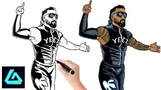 Как нарисовать Джея Усо Йита шаг за шагом | Суперзвёзды WWE | Линейные рисунки