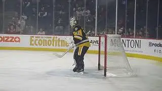 Wilkes-Barre/Scranton Penguins goalie Filip Larsson warms up 1/15/25