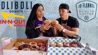 Epic Cheat Day #80 | Best Donuts in Orange County Oliboli & Jd Flannel Donuts Mukbang & In-N-Out