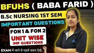 BFUHS B.Sc NURSING 1ST SEM | FON 1&2 IMP QUESTIONS | 1ST SEM IMP QUE | B.Sc NURSING IN HINDI 2024