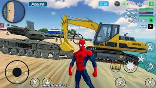Rope Frog Ninja Superhero Tank & JCB Excavator in Open World Game - Android Gameplay